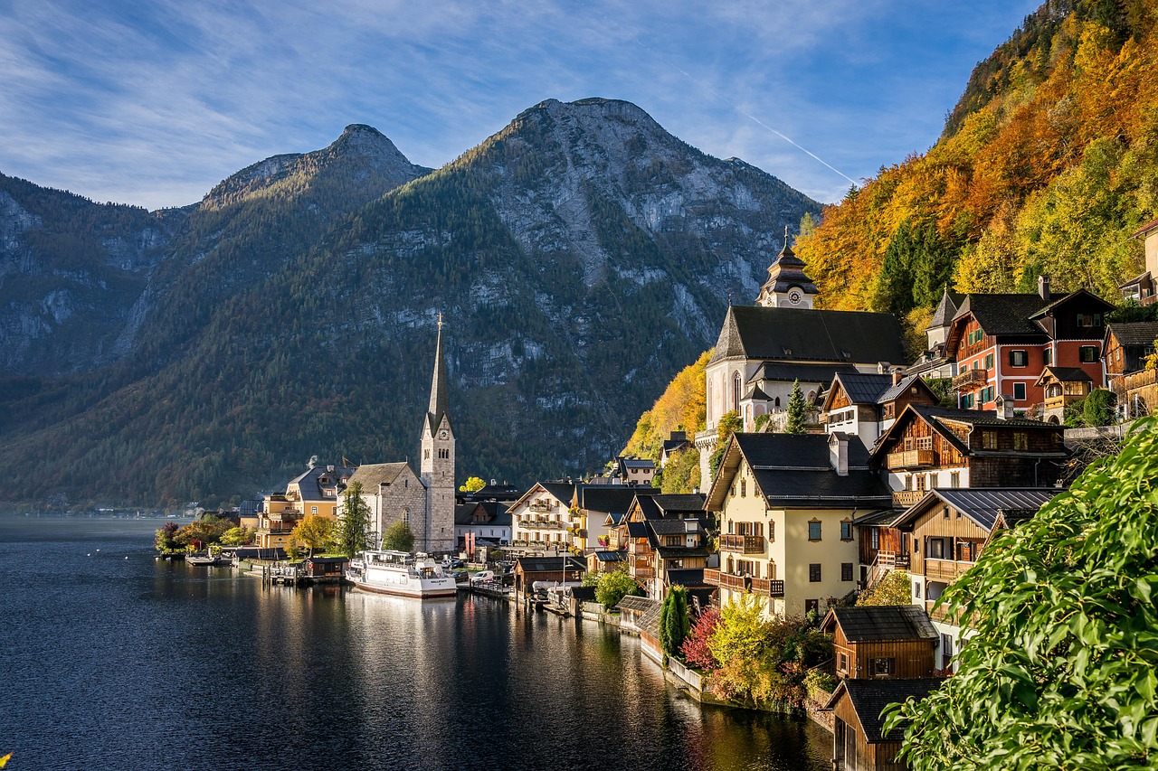 Centrum Hallstatt nad jeziorem
