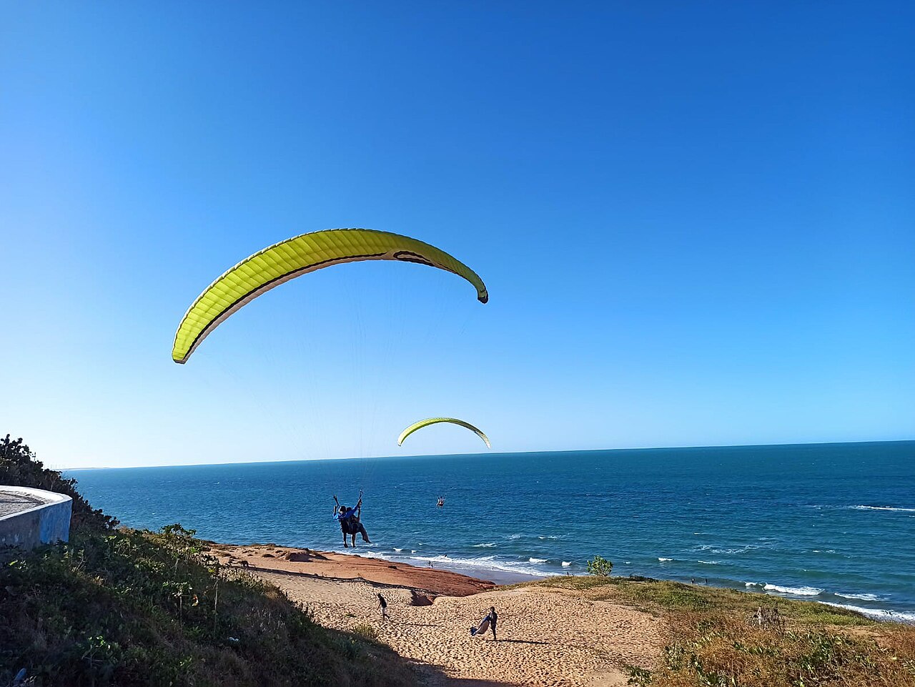 Lot paralotnią nad wybrzeżem