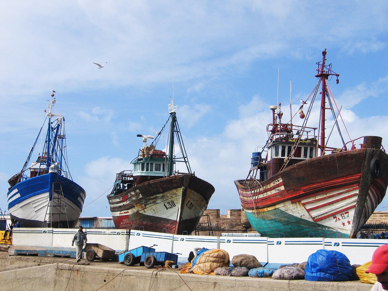Port rybacki i owoce morza